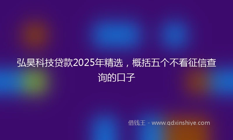 弘昊科技贷款2025年精选，概括五个不看征信查询的口子
