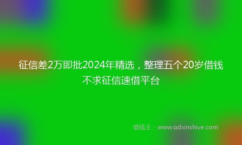 征信差2万即批2024年精选，整理五个20岁借钱不求征信速借平台