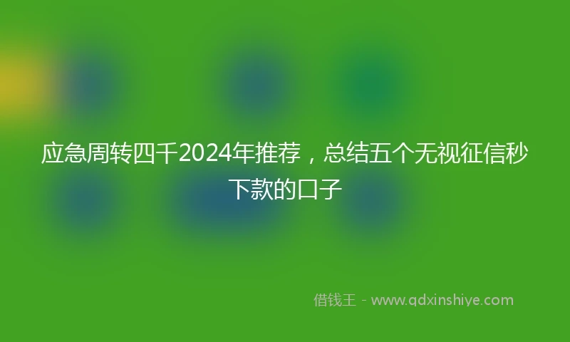应急周转四千2024年推荐，总结五个无视征信秒下款的口子