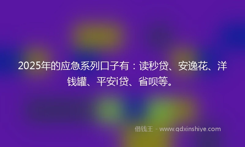 2025年的应急系列口子有：读秒贷、安逸花、洋钱罐、平安i贷、省呗等。