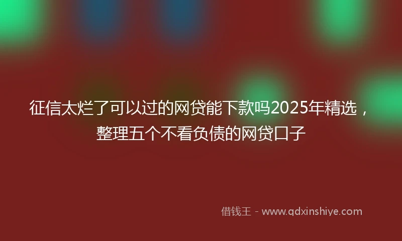征信太烂了可以过的网贷能下款吗2025年精选，整理五个不看负债的网贷口子