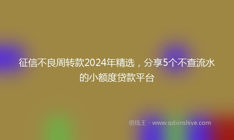 征信不良周转款2024年精选，分享5个不查流水的小额度贷款平台