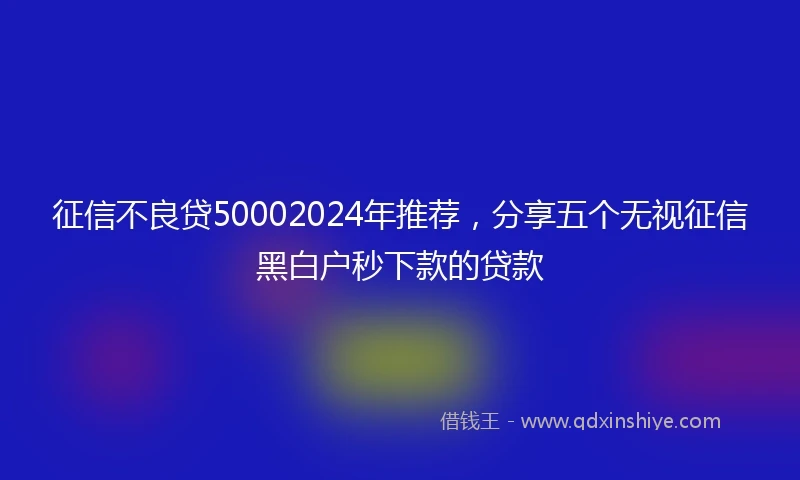 征信不良贷50002024年推荐，分享五个无视征信黑白户秒下款的贷款