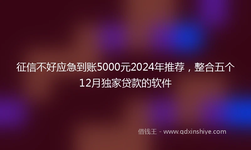 征信不好应急到账5000元2024年推荐，整合五个12月独家贷款的软件