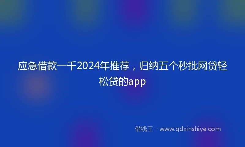 应急借款一千2024年推荐，归纳五个秒批网贷轻松贷的app