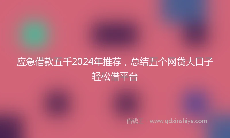 应急借款五千2024年推荐，总结五个网贷大口子轻松借平台