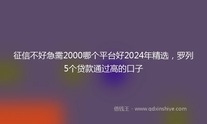 征信不好急需2000哪个平台好2024年精选，罗列5个贷款通过高的口子