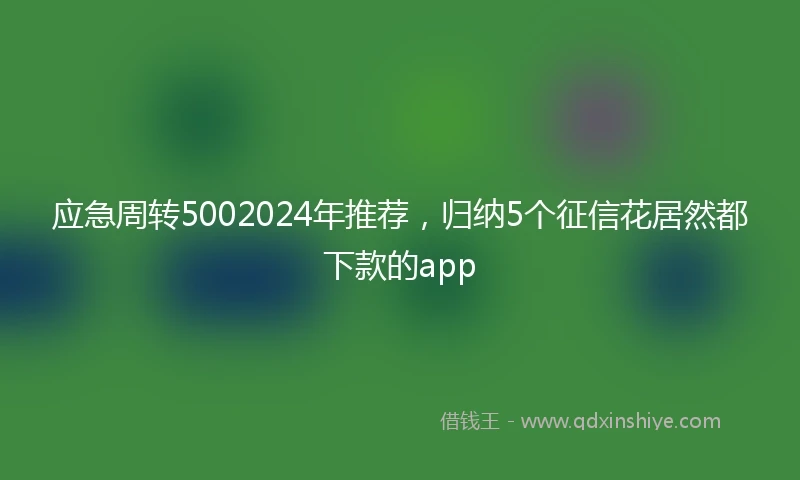 应急周转5002024年推荐，归纳5个征信花居然都下款的app