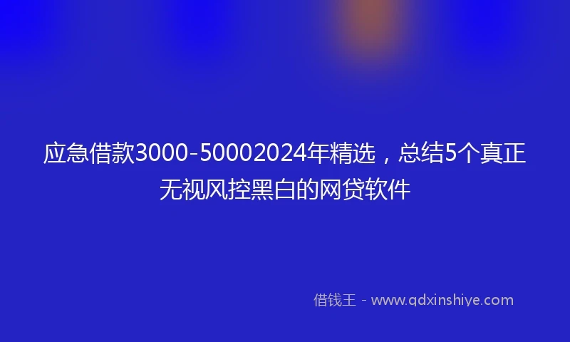 应急借款3000-50002024年精选，总结5个真正无视风控黑白的网贷软件