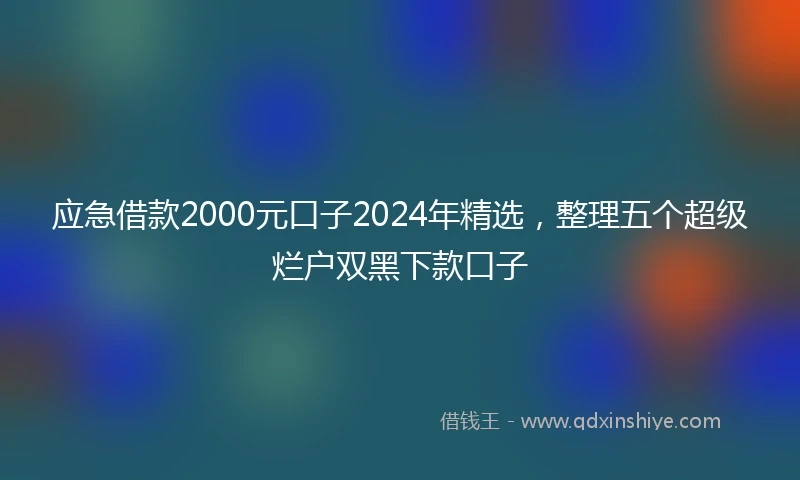 应急借款2000元口子2024年精选，整理五个超级烂户双黑下款口子