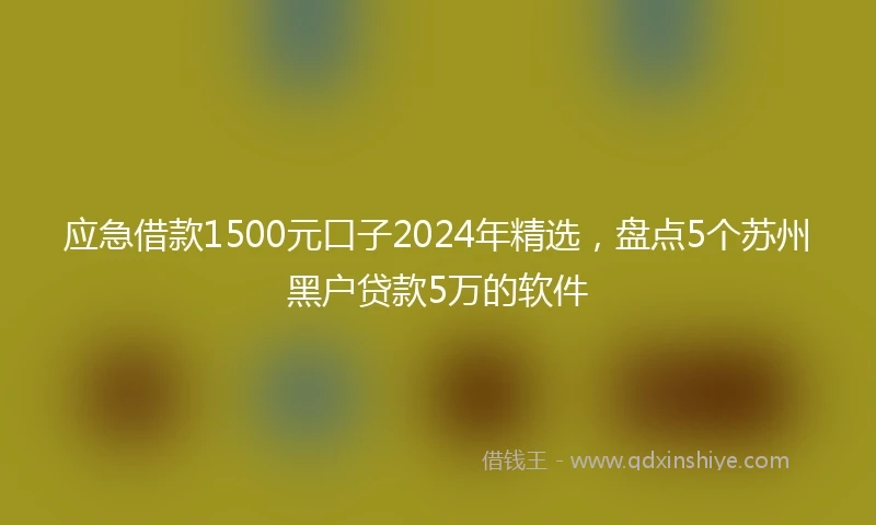 应急借款1500元口子2024年精选，盘点5个苏州黑户贷款5万的软件