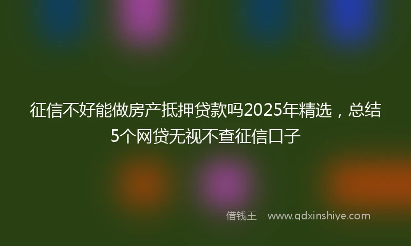 征信不好能做房产抵押贷款吗2025年精选，总结5个网贷无视不查征信口子
