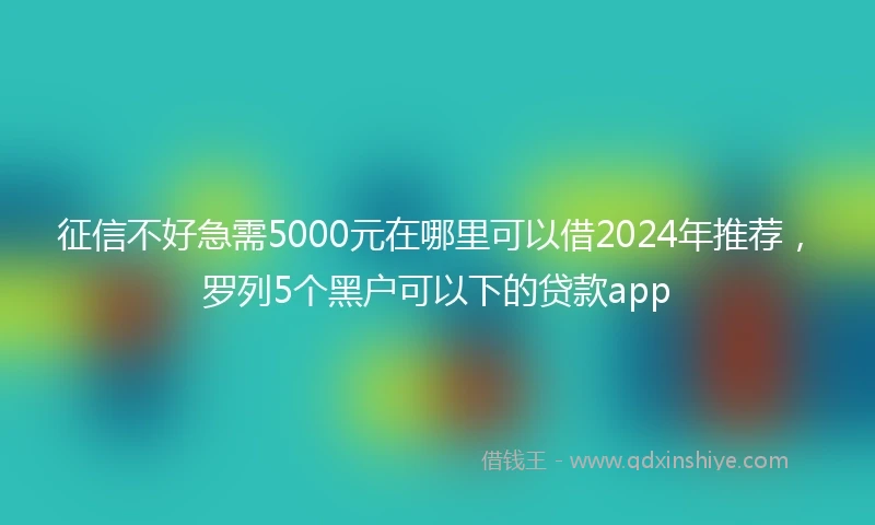 征信不好急需5000元在哪里可以借2024年推荐，罗列5个黑户可以下的贷款app