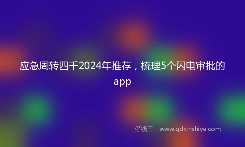 应急周转四千2024年推荐，梳理5个闪电审批的app