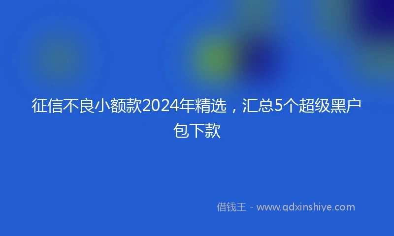 征信不良小额款2024年精选，汇总5个超级黑户包下款