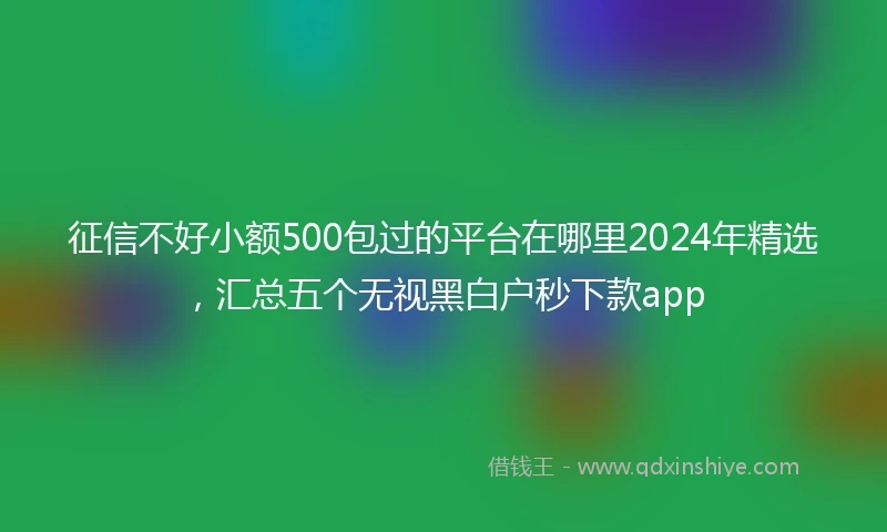 征信不好小额500包过的平台在哪里2024年精选，汇总五个无视黑白户秒下款app
