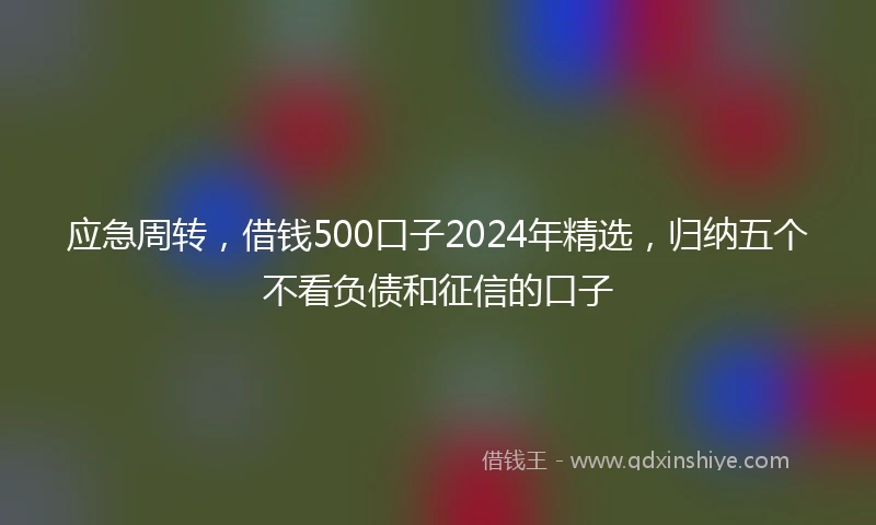 应急周转，借钱500口子2024年精选，归纳五个不看负债和征信的口子