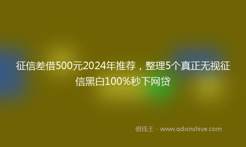征信差借500元2024年推荐，整理5个真正无视征信黑白100%秒下网贷