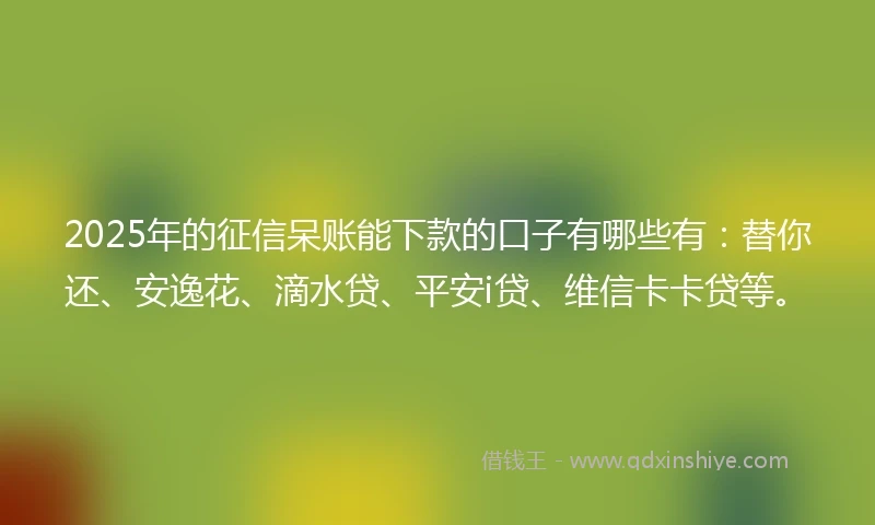 2025年的征信呆账能下款的口子有哪些有：替你还、安逸花、滴水贷、平安i贷、维信卡卡贷等。