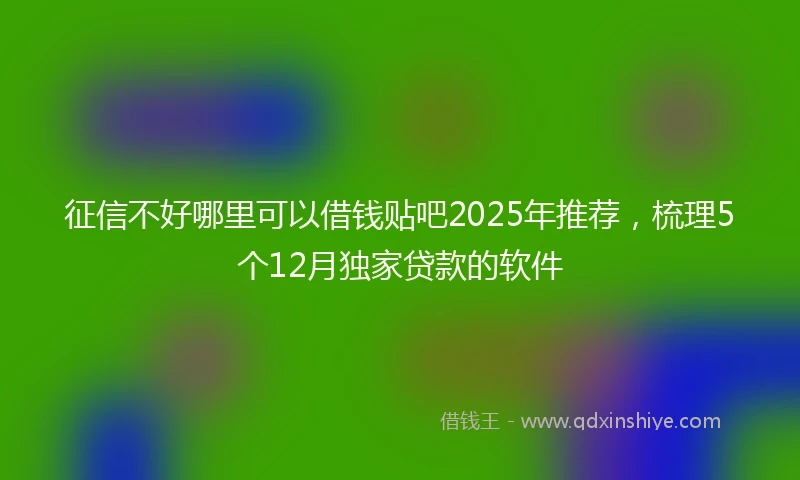 征信不好哪里可以借钱贴吧2025年推荐，梳理5个12月独家贷款的软件