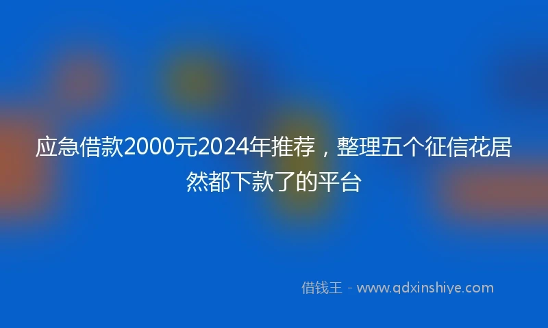应急借款2000元2024年推荐，整理五个征信花居然都下款了的平台
