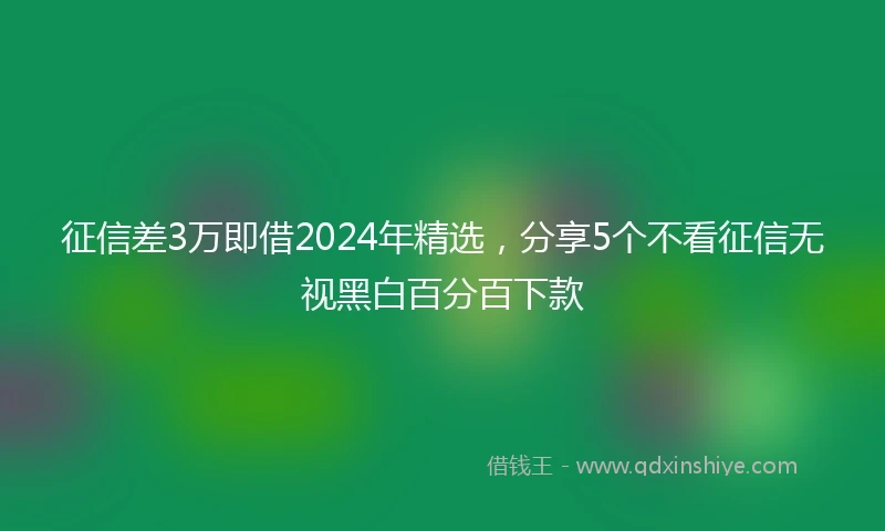 征信差3万即借2024年精选，分享5个不看征信无视黑白百分百下款