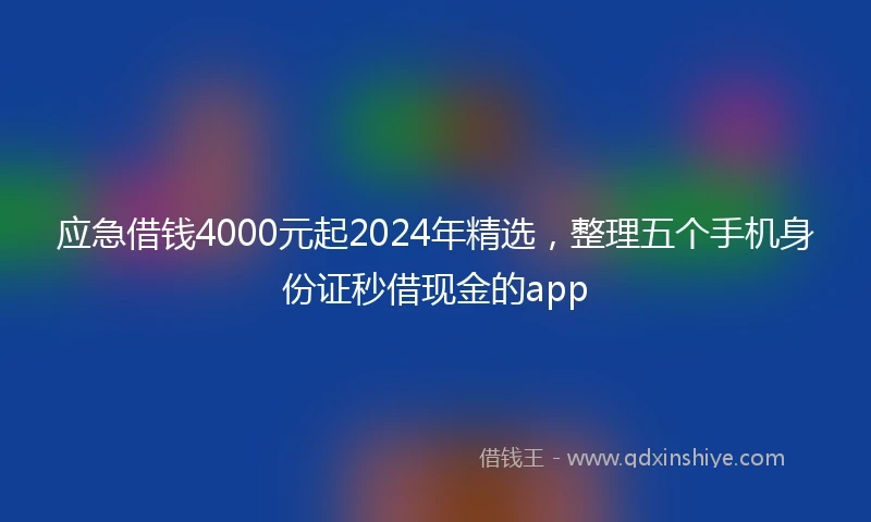 应急借钱4000元起2024年精选，整理五个手机身份证秒借现金的app