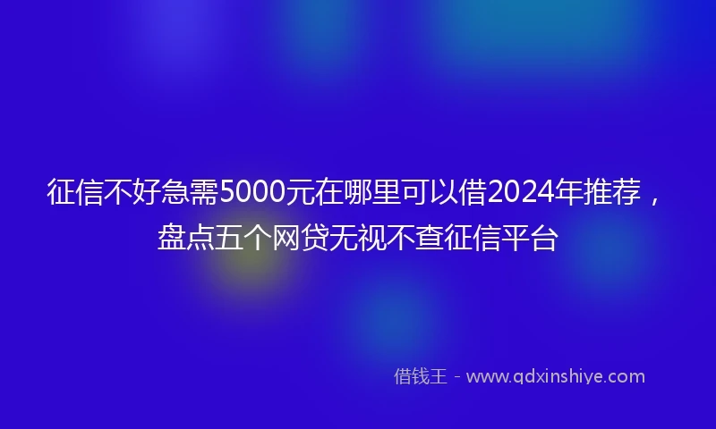 征信不好急需5000元在哪里可以借2024年推荐，盘点五个网贷无视不查征信平台