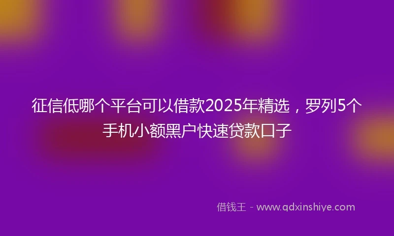 征信低哪个平台可以借款2025年精选，罗列5个手机小额黑户快速贷款口子