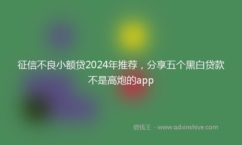 征信不良小额贷2024年推荐，分享五个黑白贷款不是高炮的app