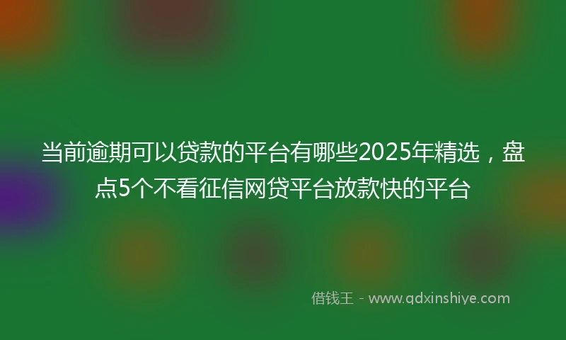 当前逾期可以贷款的平台有哪些2025年精选，盘点5个不看征信网贷平台放款快的平台