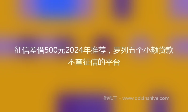 征信差借500元2024年推荐，罗列五个小额贷款不查征信的平台