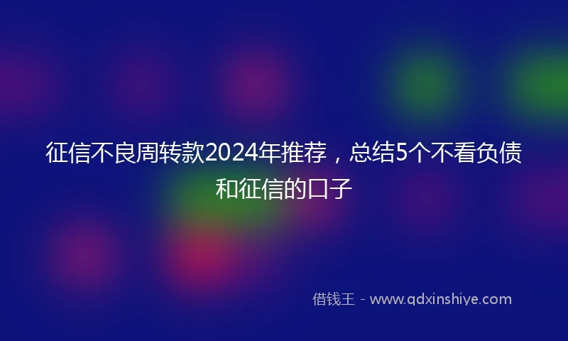 征信不良周转款2024年推荐，总结5个不看负债和征信的口子