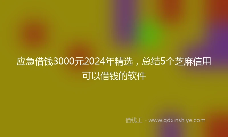 应急借钱3000元2024年精选，总结5个芝麻信用可以借钱的软件