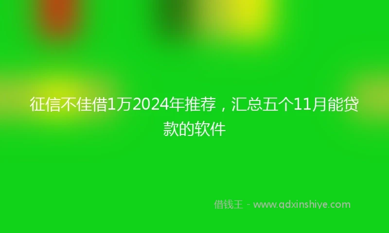 征信不佳借1万2024年推荐，汇总五个11月能贷款的软件