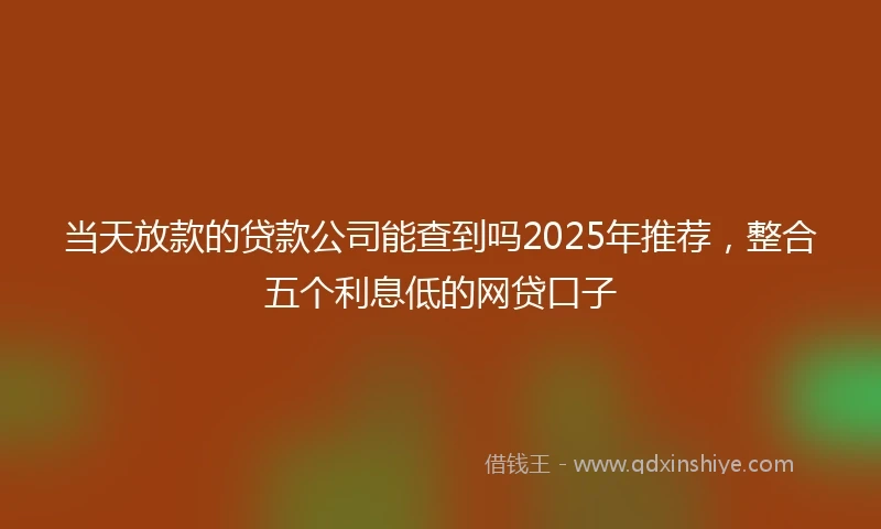 当天放款的贷款公司能查到吗2025年推荐，整合五个利息低的网贷口子