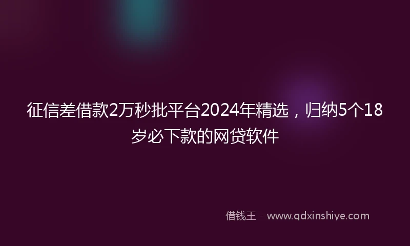 征信差借款2万秒批平台2024年精选，归纳5个18岁必下款的网贷软件