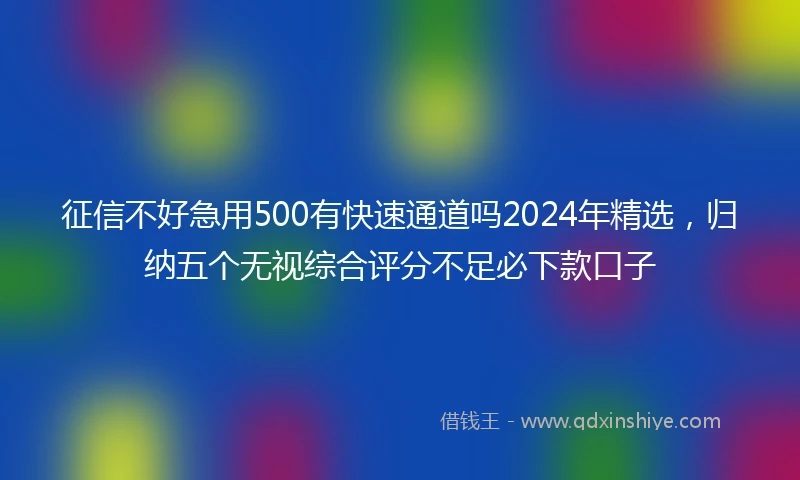 征信不好急用500有快速通道吗2024年精选，归纳五个无视综合评分不足必下款口子