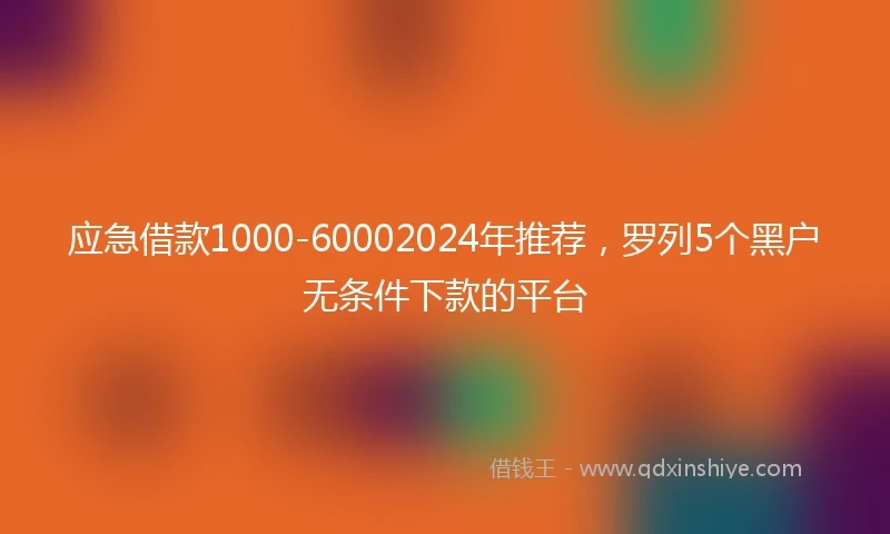 应急借款1000-60002024年推荐，罗列5个黑户无条件下款的平台