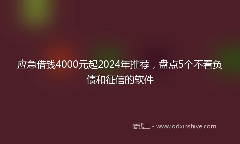应急借钱4000元起2024年推荐，盘点5个不看负债和征信的软件