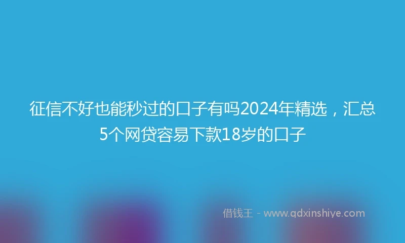 征信不好也能秒过的口子有吗2024年精选，汇总5个网贷容易下款18岁的口子