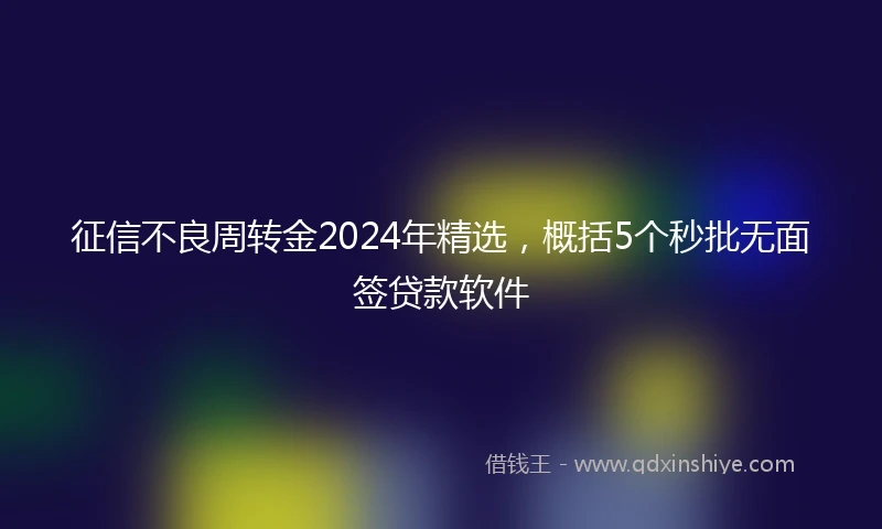 征信不良周转金2024年精选，概括5个秒批无面签贷款软件