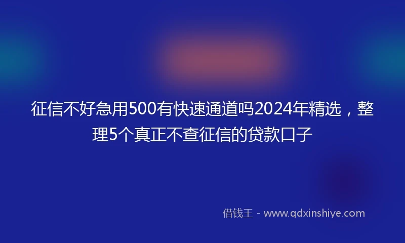 征信不好急用500有快速通道吗2024年精选，整理5个真正不查征信的贷款口子