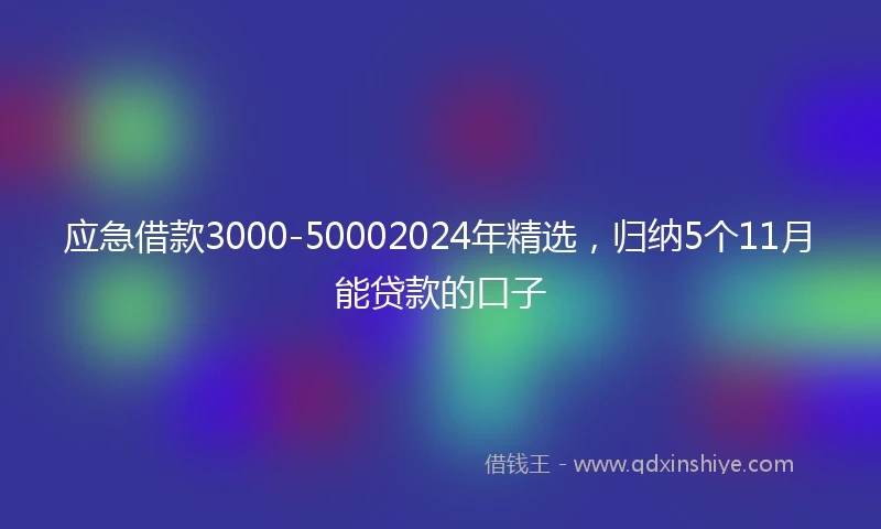 应急借款3000-50002024年精选，归纳5个11月能贷款的口子