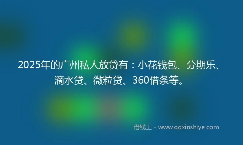 2025年的广州私人放贷有：小花钱包、分期乐、滴水贷、微粒贷、360借条等。