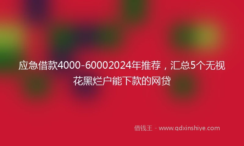 应急借款4000-60002024年推荐，汇总5个无视花黑烂户能下款的网贷