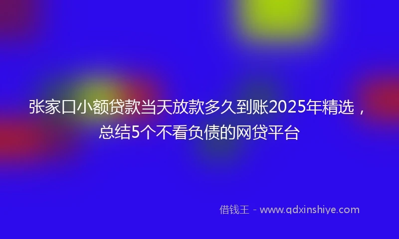 张家口小额贷款当天放款多久到账2025年精选，总结5个不看负债的网贷平台