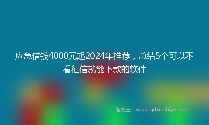 应急借钱4000元起2024年推荐，总结5个可以不看征信就能下款的软件