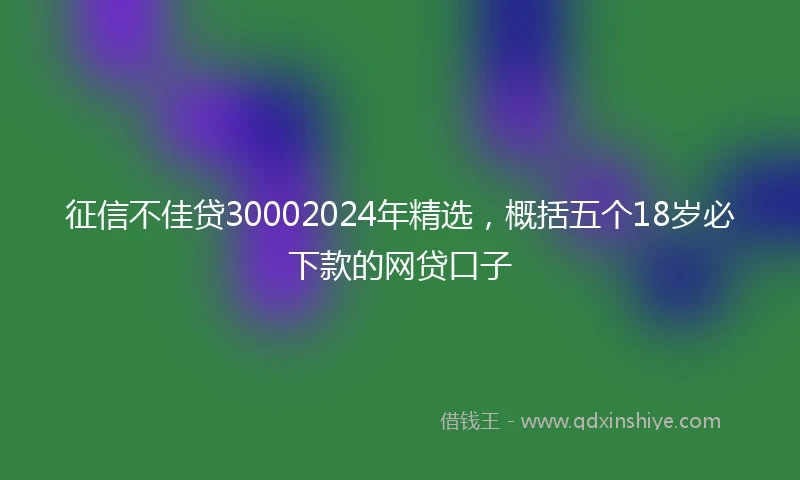 征信不佳贷30002024年精选，概括五个18岁必下款的网贷口子