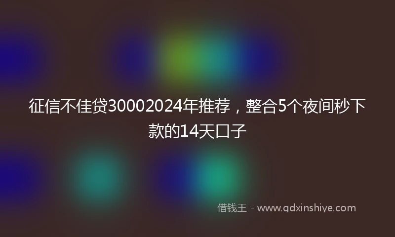 征信不佳贷30002024年推荐，整合5个夜间秒下款的14天口子